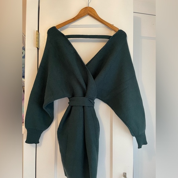 Dark Green Sweater Dress-Size Small - Picture 3 of 6